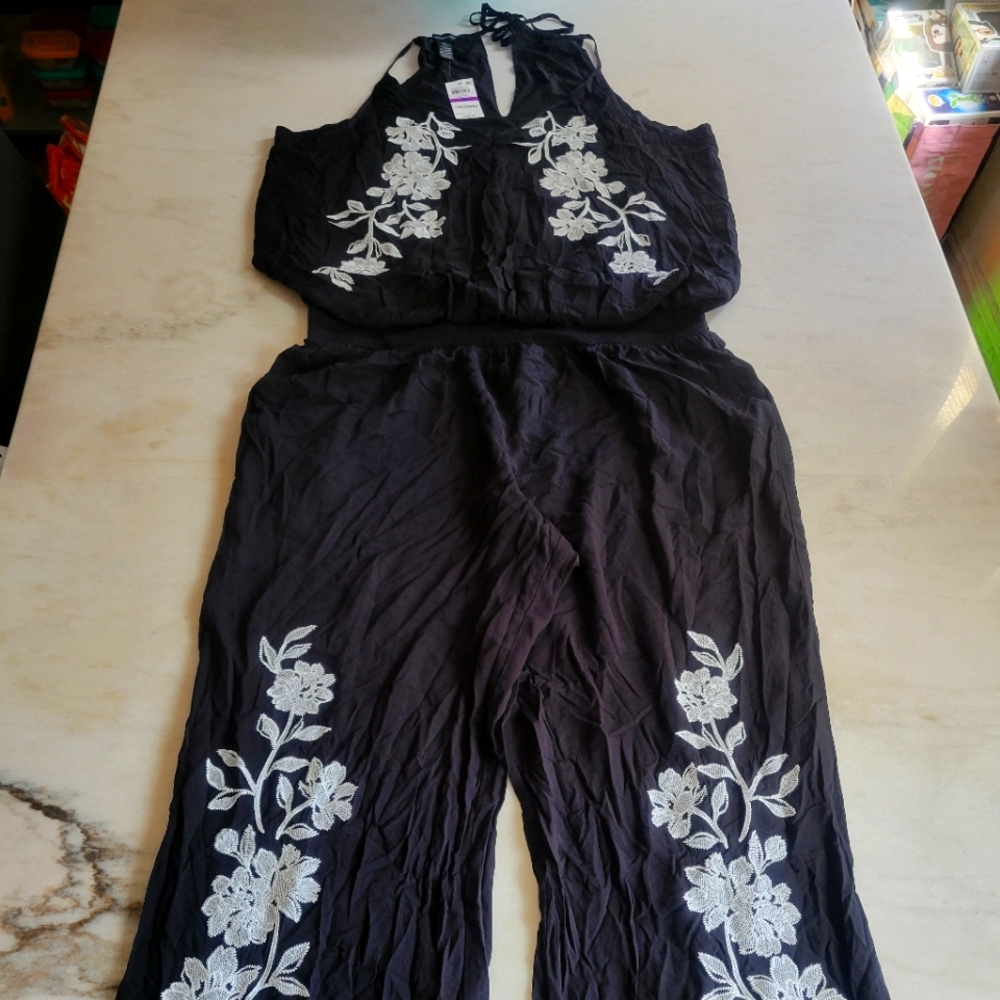 Black Embroidered Jumpsuit